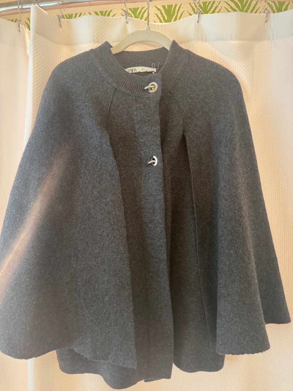 Zara Dark Charcoal Gray Wool Blend Cape Coat